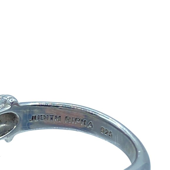 Judith Ripka Sterling Silver 925 Dangling Heart Diamonique Ring Size 7 Designer - Picture 7 of 12